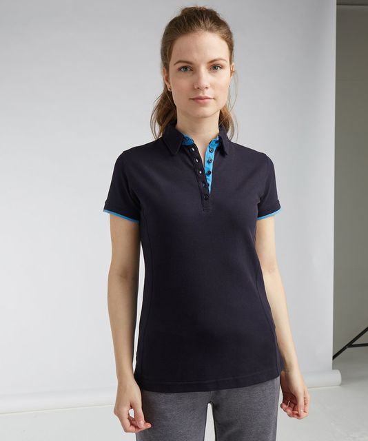 Front Row Ladies Contrast Cotton Piqué Polo Shirt