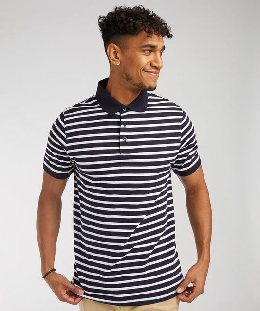 Front Row Striped Jersey Polo Shirt