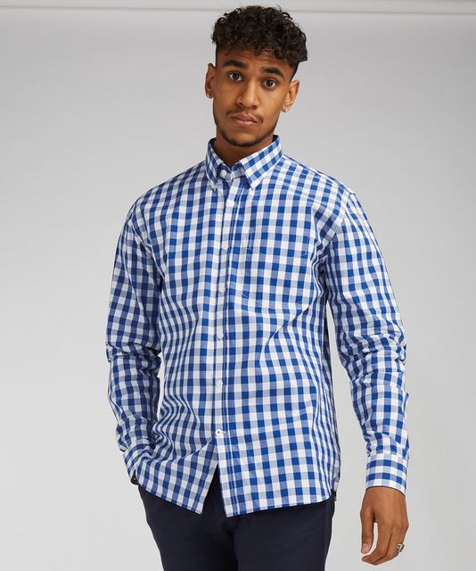 Front Row Long Sleeve Checked Cotton Shirt