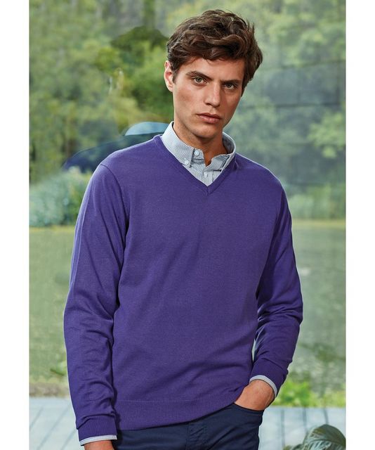 Premier Knitted Cotton Acrylic V Neck Sweater