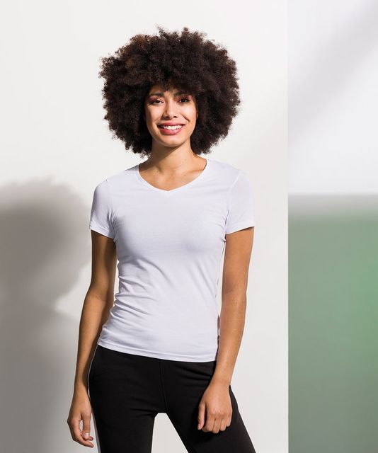 SF Ladies Feel Good V Neck Stretch T-Shirt