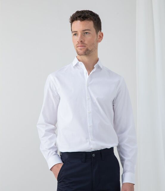 Henbury Long Sleeve Stretch Poplin Shirt