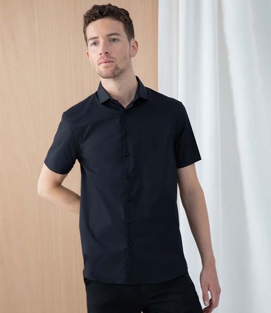 Henbury Short Sleeve Stretch Poplin Shirt