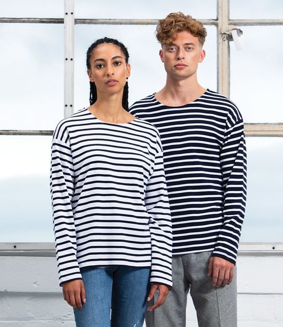One By Mantis Unisex Long Sleeve Breton Stripe T-Shirt