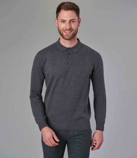 Brook Taverner Casper Knit Long Sleeve Polo Shirt