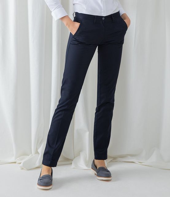 Henbury Ladies 65/35 Flat Fronted Chino Trousers