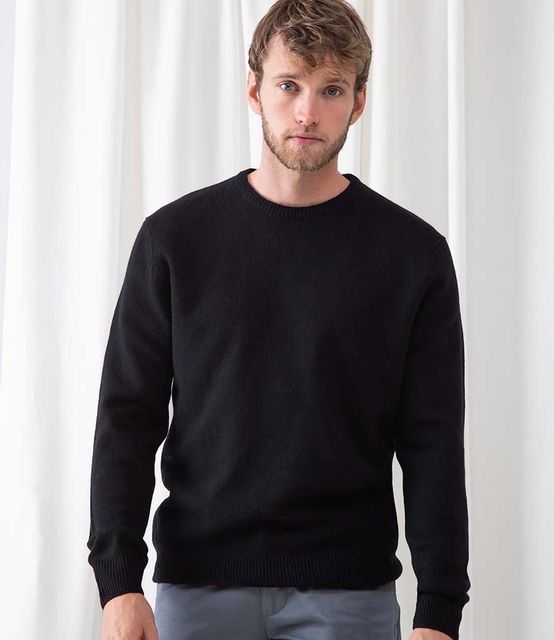 Henbury Lambswool Crew Neck Sweater