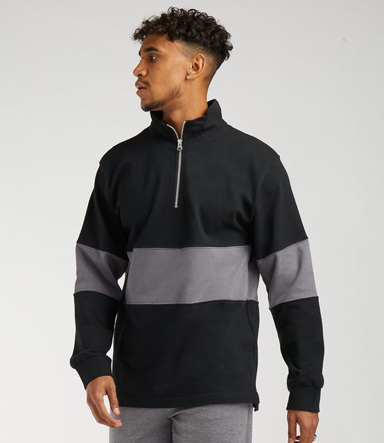 Front Row Panelled Zip Neck Top