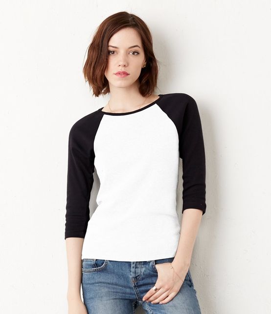 Bella Baby Rib 3/4 Sleeve Contrast T-Shirt