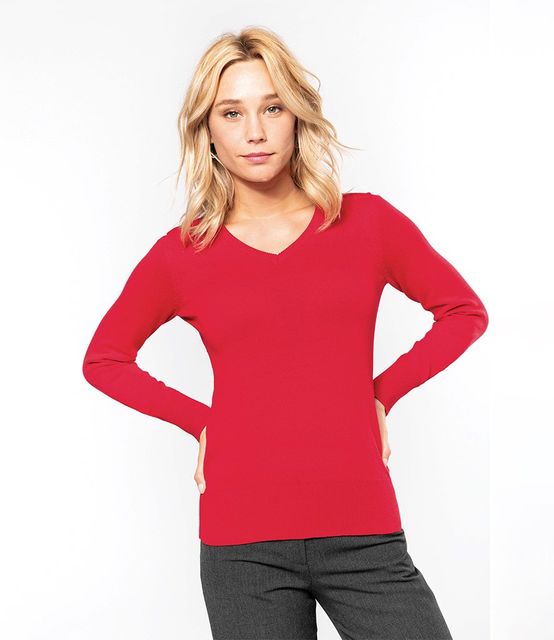 Kariban Ladies Cotton Acrylic V Neck Sweater