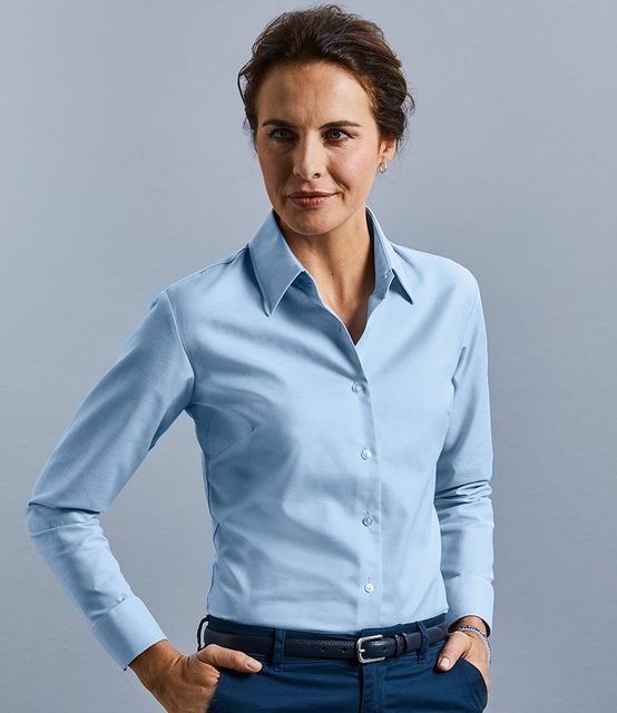 Russell Collection Ladies Long Sleeve Easy Care Oxford Shirt