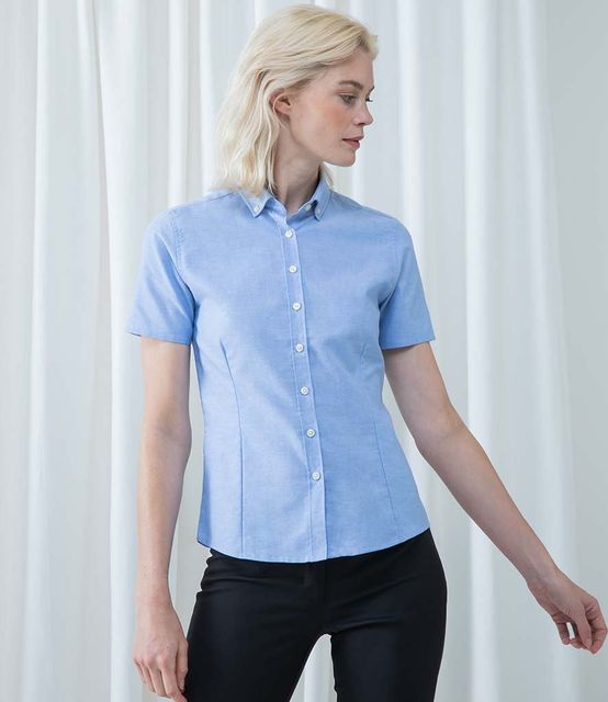 Henbury Ladies Modern Short Sleeve Regular Fit Oxford Shirt