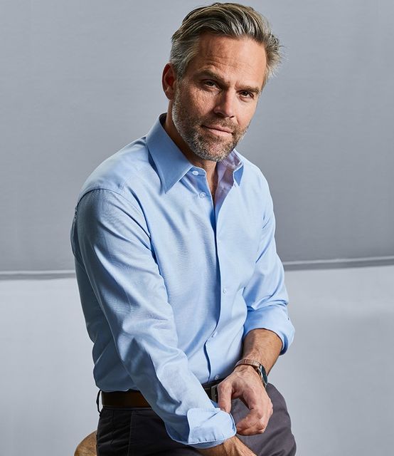 Russell Collection Long Sleeve Tailored Oxford Shirt