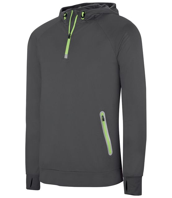 Proact Zip Neck Hooded Sweatshirt