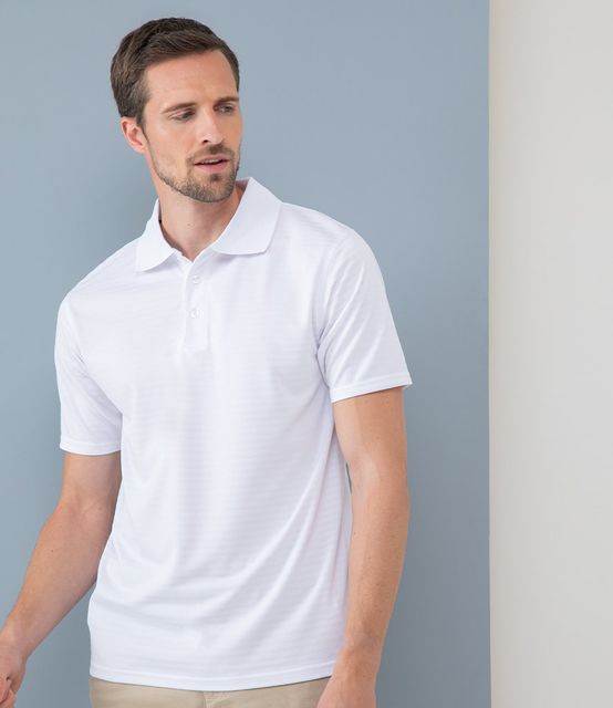 Henbury Cooltouch™ Textured Stripe Piqué Polo Shirt