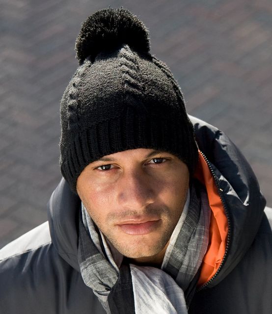 Result Cable Knit Pom Pom Beanie