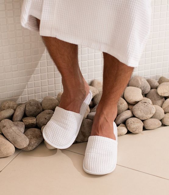 Towel City Waffle Mule Slippers