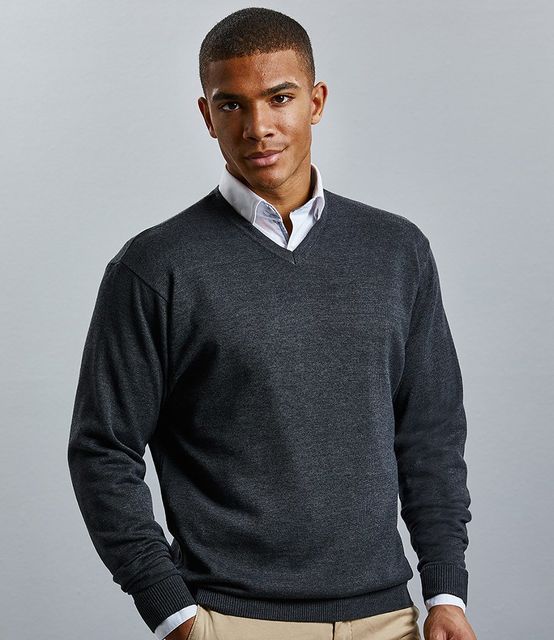 Russell Collection Cotton Acrylic V Neck Sweater