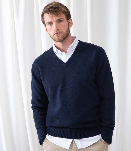 Henbury Lambswool V Neck Sweater
