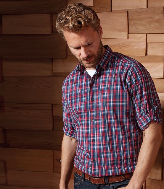 Premier Ladies Sidehill Check Long Sleeve Shirt