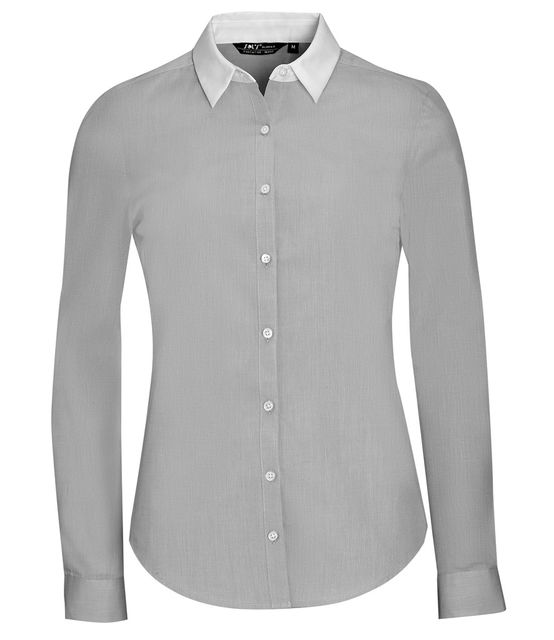 SOL'S Ladies Belmont Long Sleeve Contrast Poplin Shirt