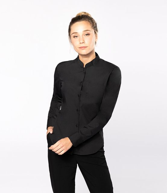 Kariban Ladies Long Sleeve Mandarin Collar Shirt