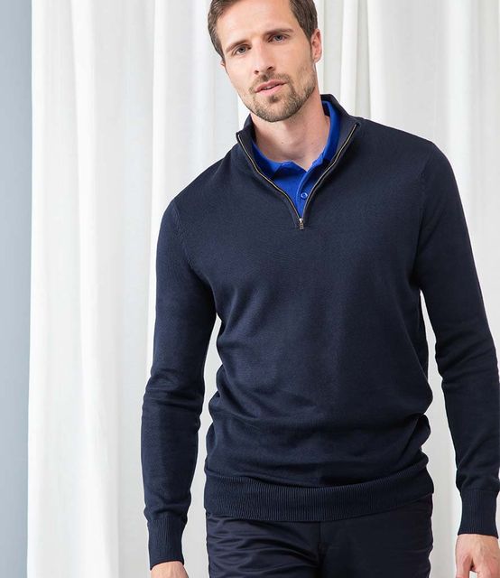 Henbury Zip Neck Sweater